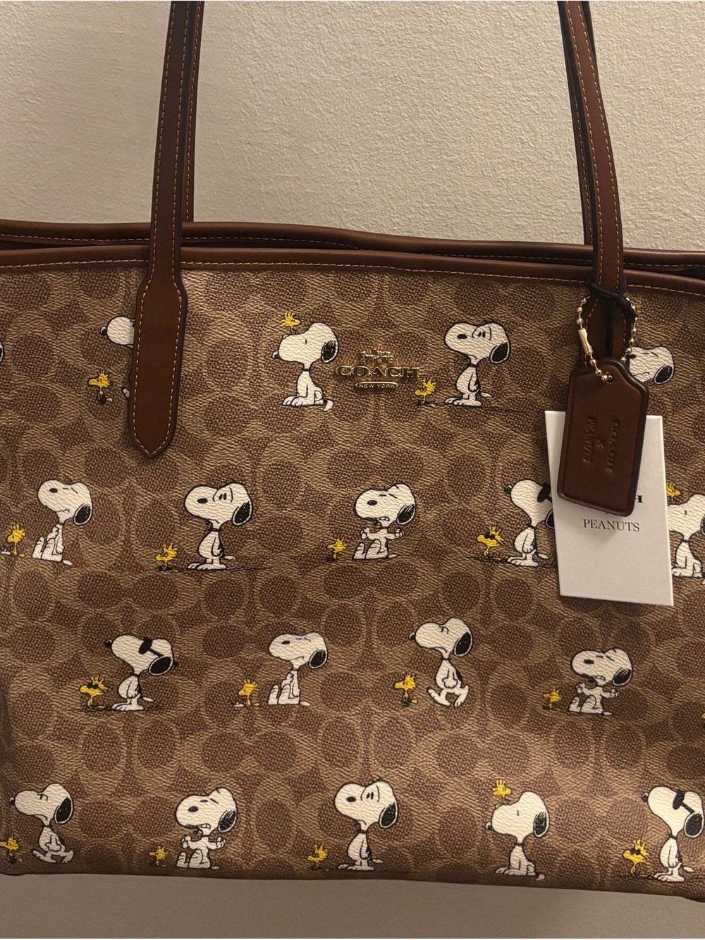 Coach x Peanuts Leather Logo Tote - Picture 3 of 7